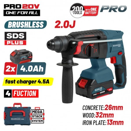 BBP5416X44CA Πνευματικό Σκαπτικό Μπαταρίας SDS-PLUS Brushless 20V 2J (2x4.0Ah)