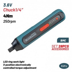 BCD1051CA Κατσαβίδι Μπαταρίας 3.6V Θέσεις Ροπής Led Σετ Αξεσουάρ