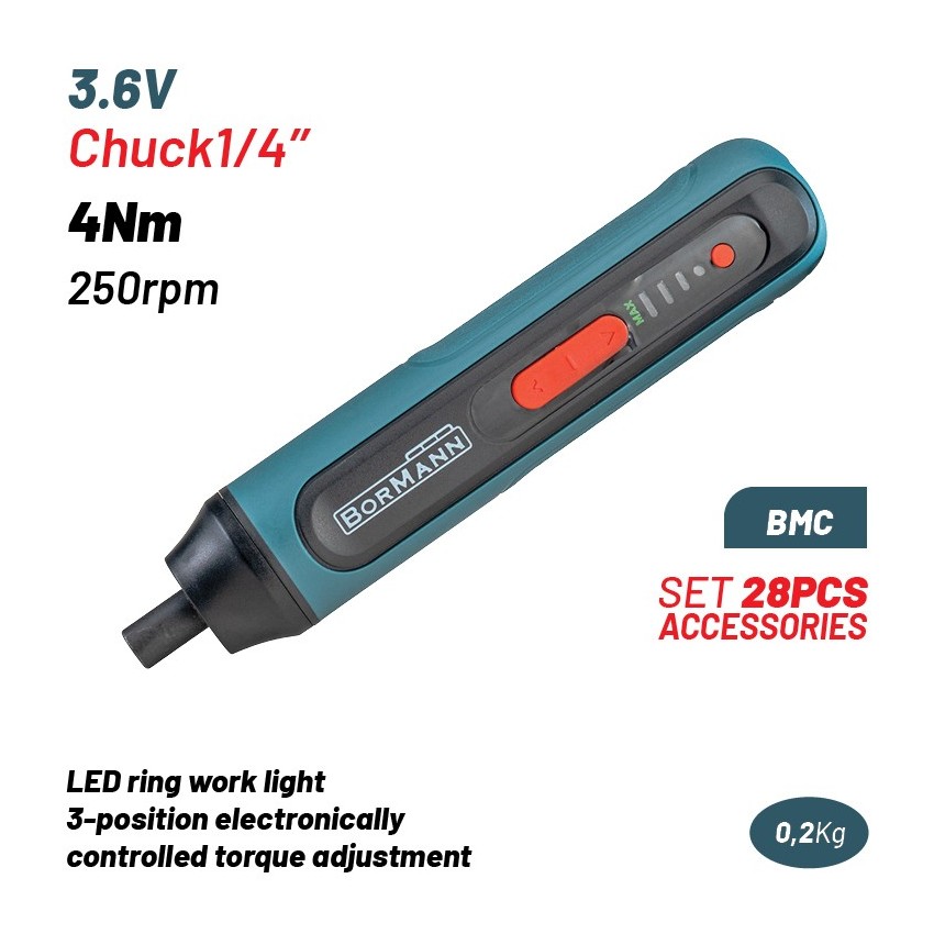 BCD1051CA Κατσαβίδι Μπαταρίας 3.6V Θέσεις Ροπής Led Σετ Αξεσουάρ