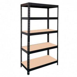 Ραφιέρα Μεταλλική 90x40x180cm Μαύρη Ράφια MDF