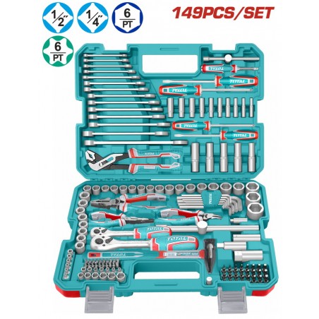 THKTHP61497 Σετ Κασετίνα Καρυδάκια 1/4''-1/2'' & Εργαλεία Χειρός - 149 Τεμάχια
