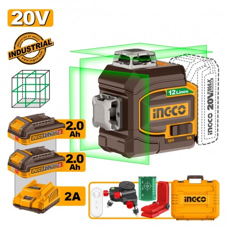 HLL3012165E Αυτοαλφαδιαζόμενο Πράσινο Laser 3D Μπαταρίας 20V (2x2.0Ah)